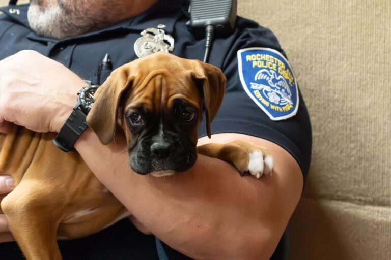 Benson with Rochester Police officers