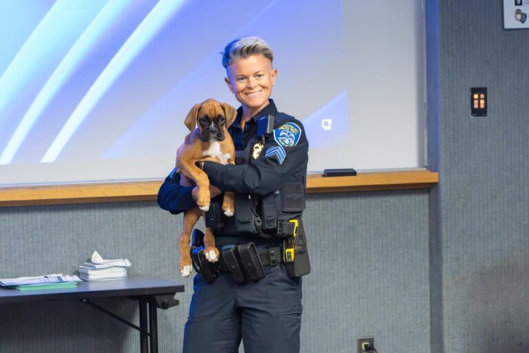 Benson with Rochester Police officers